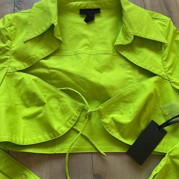 NWT Revolve H:ours Nadia Crop Blouse Acid Lime Green Sz S - Picture 8 of 12